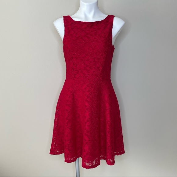 Speechless Dresses & Skirts - Speechless Red Lace Fit and Flare Sleeveless Mini Dress